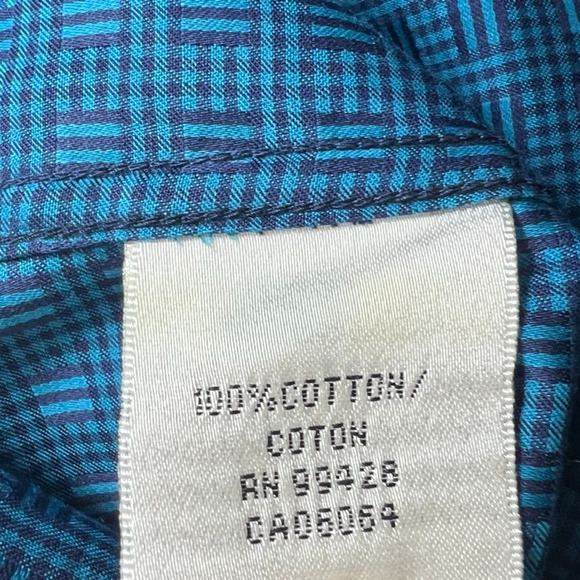 Bugatchi Shirt Mens XXL Shaped Fit Casual Button Up Blue Geometric L Sleeve NWT - Picture 8 of 10